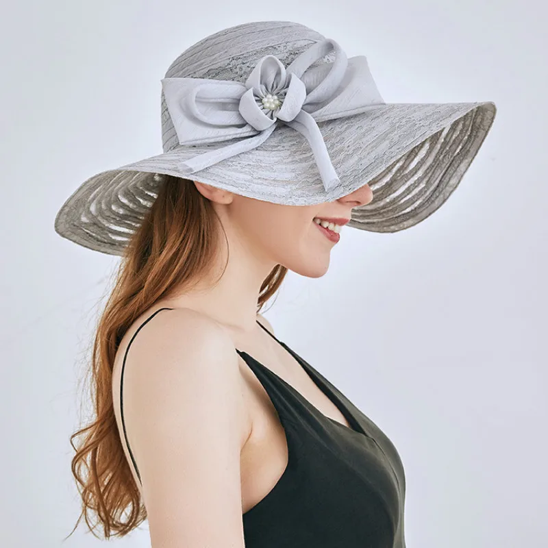 

Hat Woman Summer Wide Brim Lace Sunshade Cap Fashion Anti-ultraviolet Beach Caps Folding Sun Protection Korean Visor Hats H6546