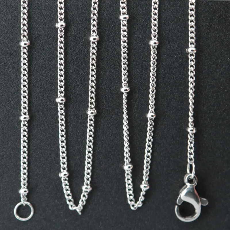 20pcs 316L stainless steel 24inch welding jumpring ball station chain necklace for living glass locket & Perfume Diffuser Locket