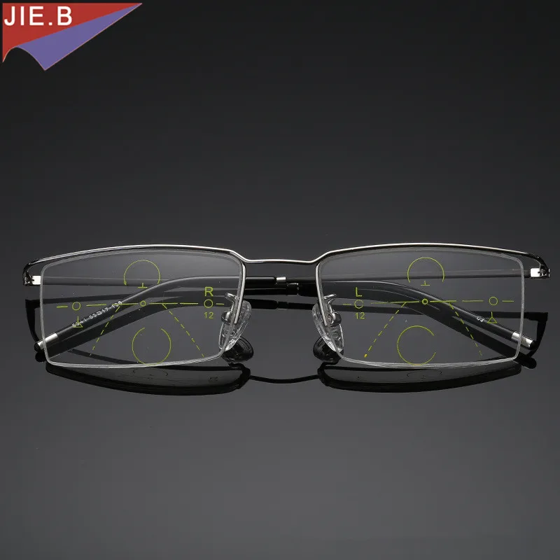 Lunettes à demi-monture en alliage de titane pour hommes et femmes, multi-focus progressif, anti-lumière bleue UV, protection contre la presbytie, 2020