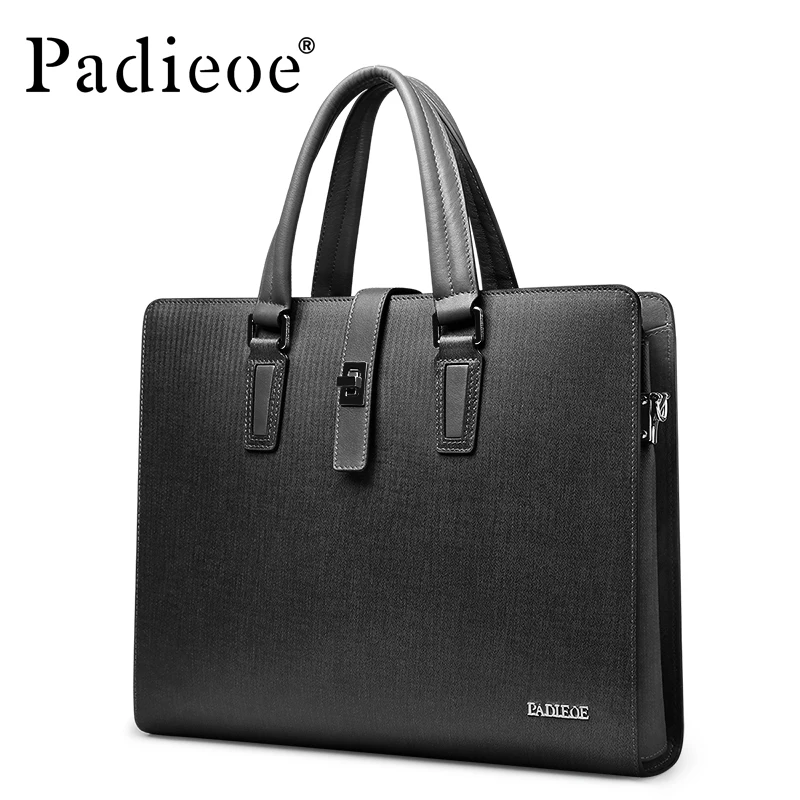 Padieoe Top valigetta da lavoro in pelle di vacchetta borsa per documenti per Laptop da uomo di marca di lusso borsa a tracolla da uomo di moda