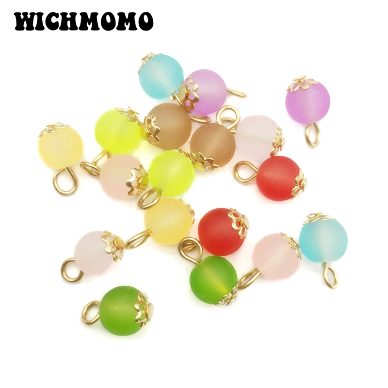 

2021 New 10pieces/bag 8mm Candy Color Round Frosting Crystal Beads Charms for DIY Bracelet Necklace Jewelry Accessories