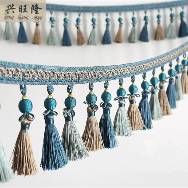 

XWL New 6M/lot 11cm Wide Beads Curtain Lace Accessories Drapery Tassel Fringes Trim Ribbon DIY Sewing Home Textile Decor Fabrics