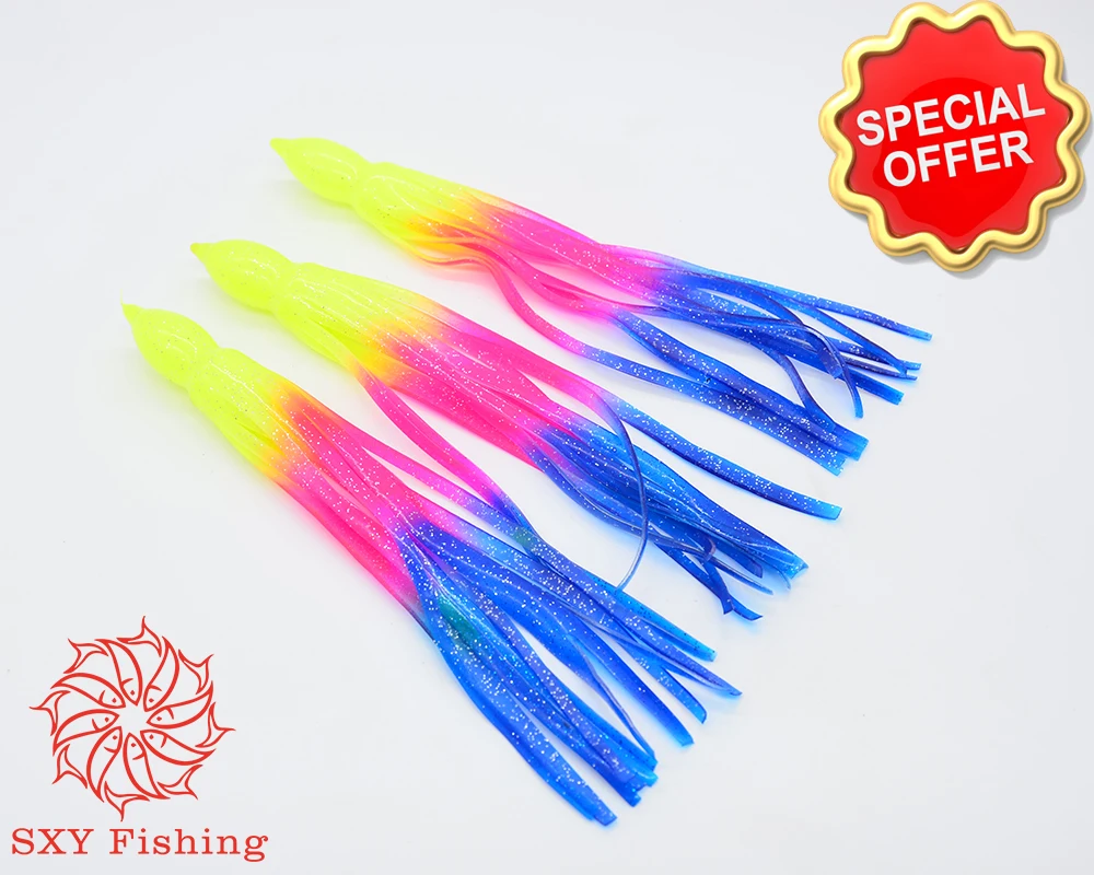 SXY FISHING 6 Inch Octopus & Squid Seawater Fishing Bait Trolling Bait Bionics Squid Lure Bionics Octopus Bait Multiple colors 2