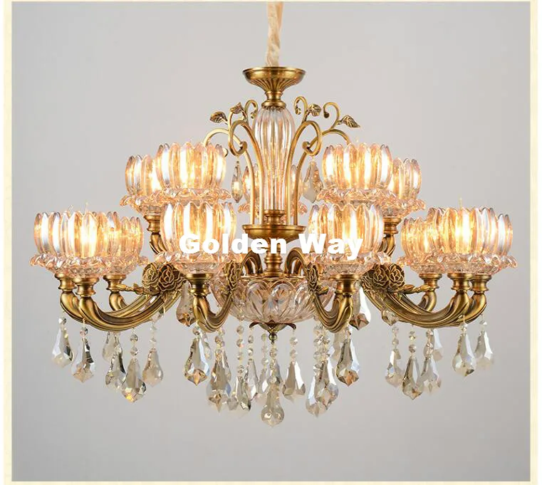 Free Shipping European Brass Lustres Chandelier Copper Champagne  Chandelier E14 LED Factory Direct Selling 100% Guaranteed