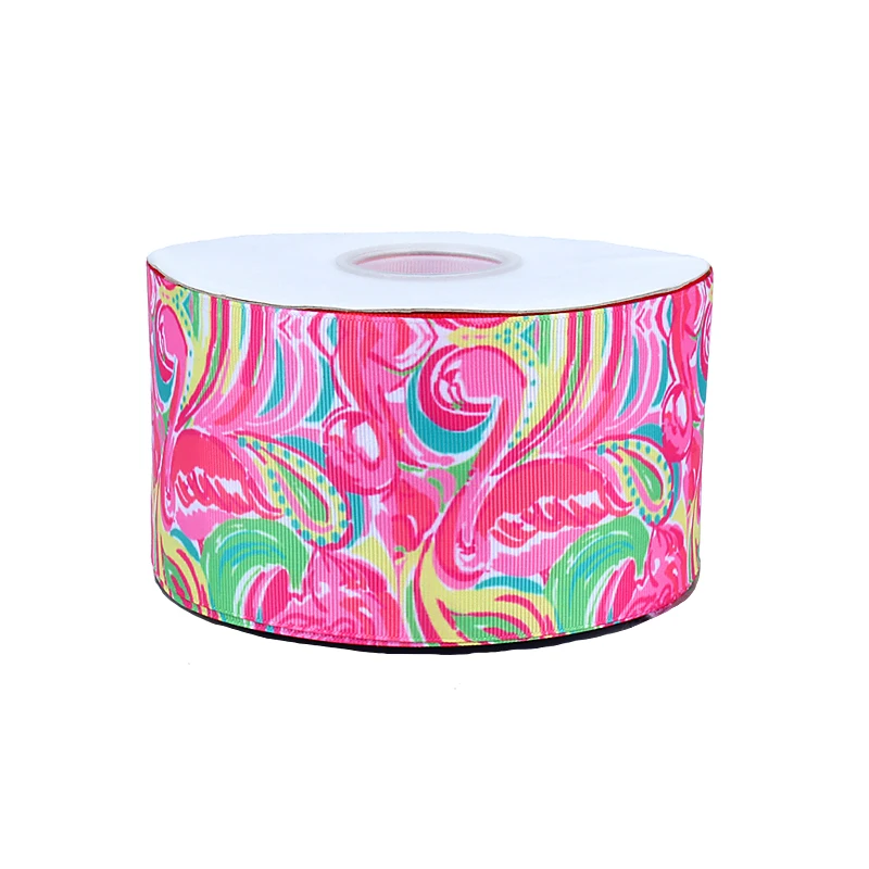 

FLRA Ribbon Free shipping ombre flamingo printed grosgrain ribbon for cheer bows