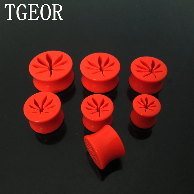 BRAND NEW 1 pair mixed 6 gauges ear expander saddle leaf laser cut acrylic ear plug FASHION FREE