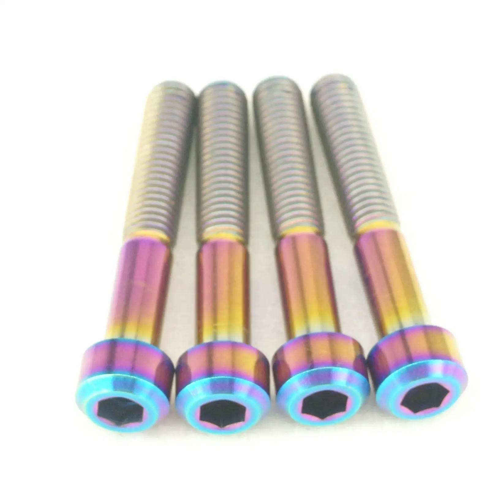 4PCS M8x50mm Rainbow GR5 Titanium Hex Socket Cap Head Bolts For Motorcycle