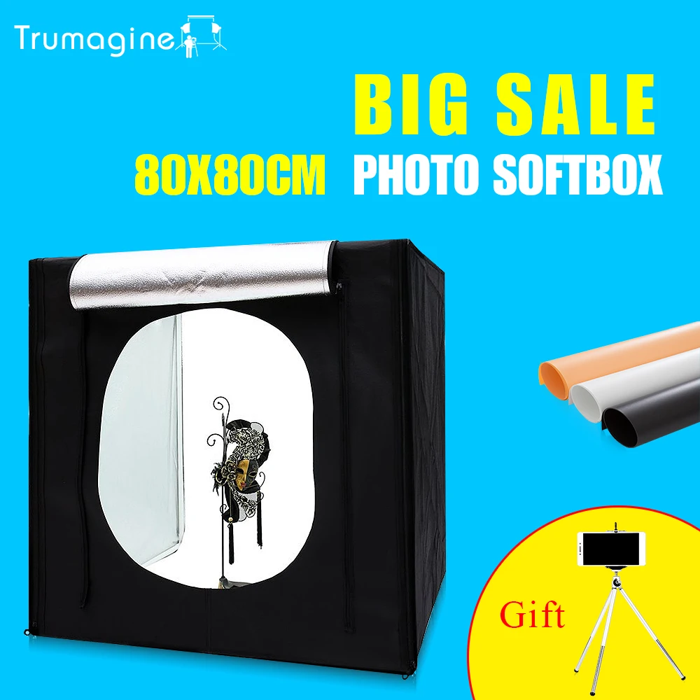 80*80*80CM Portable LED Photo Studio Lightbox Softbox Light Tent Shooting Softbox Photography Light Box  For Jewelry Clothing