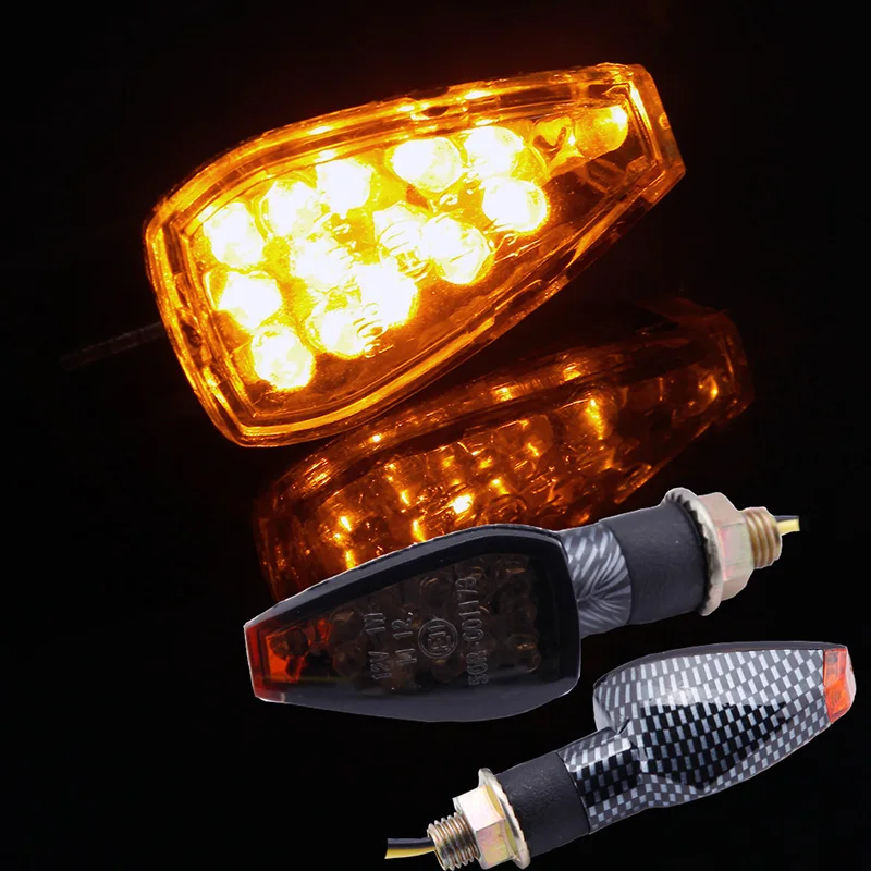 2pcs Carbon Fiber Turn Signal Light Led Light Motorcycle Lamp Blinker Flasher LED Light Bike Universal Accessories Para Moto