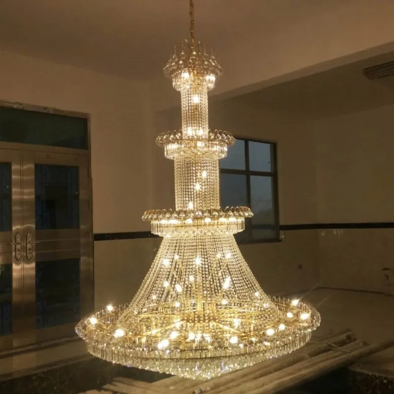 Modern Crystal Led Chandelier For Living Room Large Lustre K9 Ceiling Lamp Home Decor Villa Duplex Hotel Indoor Lighting