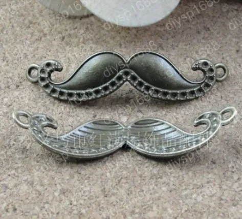 

50pcs/lot alloy bead Antique Bronze 53*13MM beard with diamond-mounted 1.5MM connection Jewelry Findings charm,pendant,JJA3067