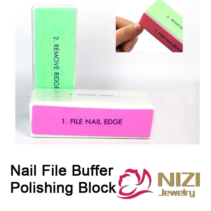 Nail File Buffer 4 Sides  2pcs Nail Art Files Buffer Square 9cmx3cmx2.5cm Polishing Block Manicure Nail Art Tool High Quality