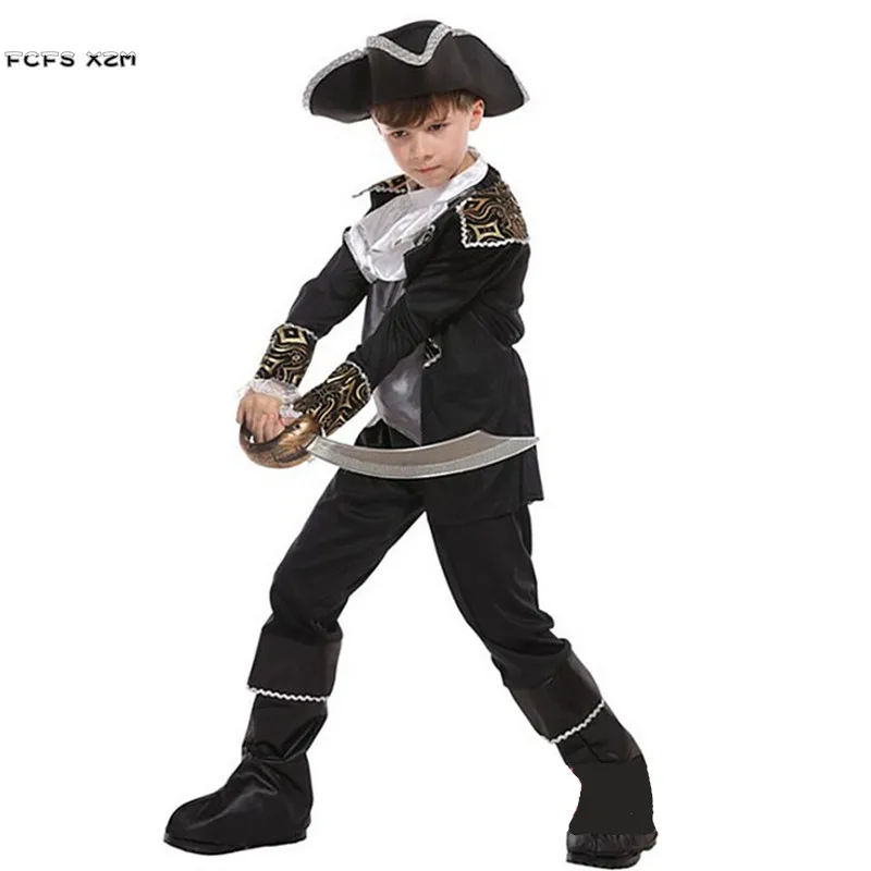 Boys Halloween Pirate Captain Costume Kid Children Warrior Jack Sparrow Cosplay Carnival Purim Stage Play Masquerade Party Dress