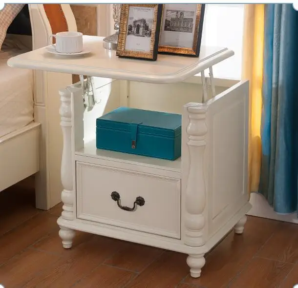 American country retro bedroom two drawers bedside cabinet European-style cabinets round decorative solid wood classical small .