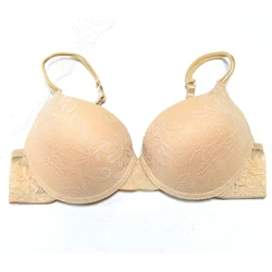 YANDW Sexy women bra Underwire Padded Push Up Embroidery Lace A B C D E cup 70 75 80 85 90 95 100 elastic size Brassiere Push Up