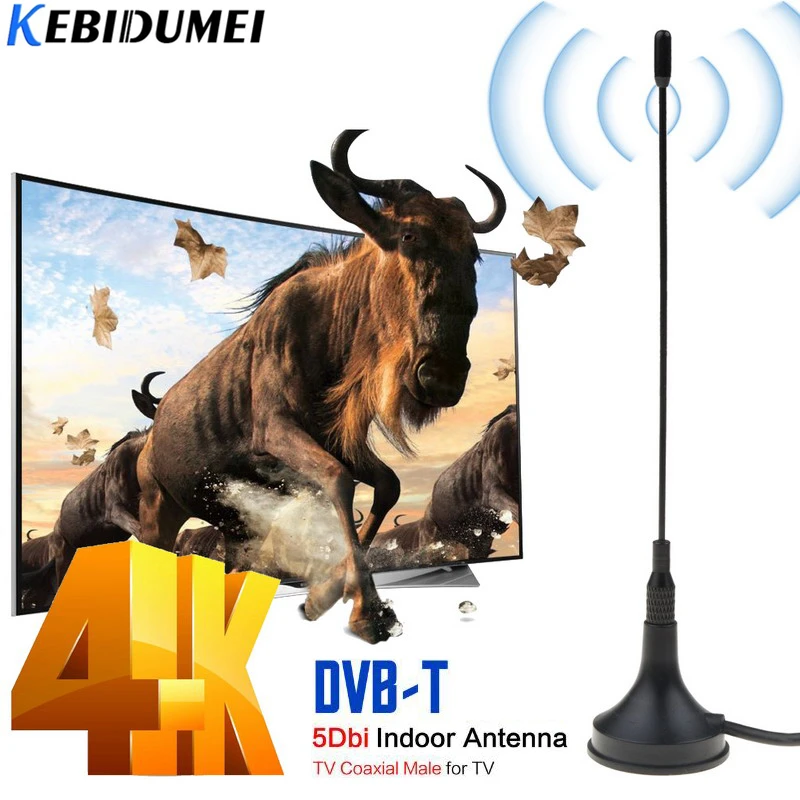 Kebidumei 5dBi 디지털 DVB-T TV 안테나 Freeview HDTV 안테나 공중 부스터, 자동차 실내 야외 DVB-T 안테나 TV HDTV 상자