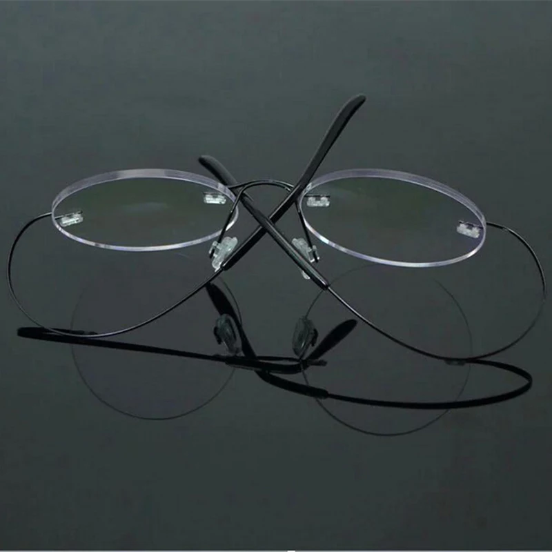 Steve Jobs Star Style Ultra-light Memory Titanium Rimless Round Myopia Eyeglasses Optical Glasses Frame Men Women Eyewear A1
