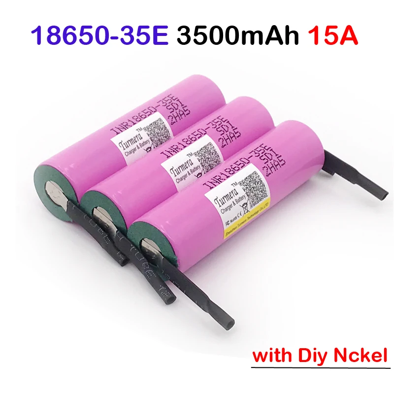 

18650 35E 3500mAh 13A discharge INR18650 35E INR18650-35E with nickel 18650 battery Li-ion 3.7v rechargable Battery Turmera