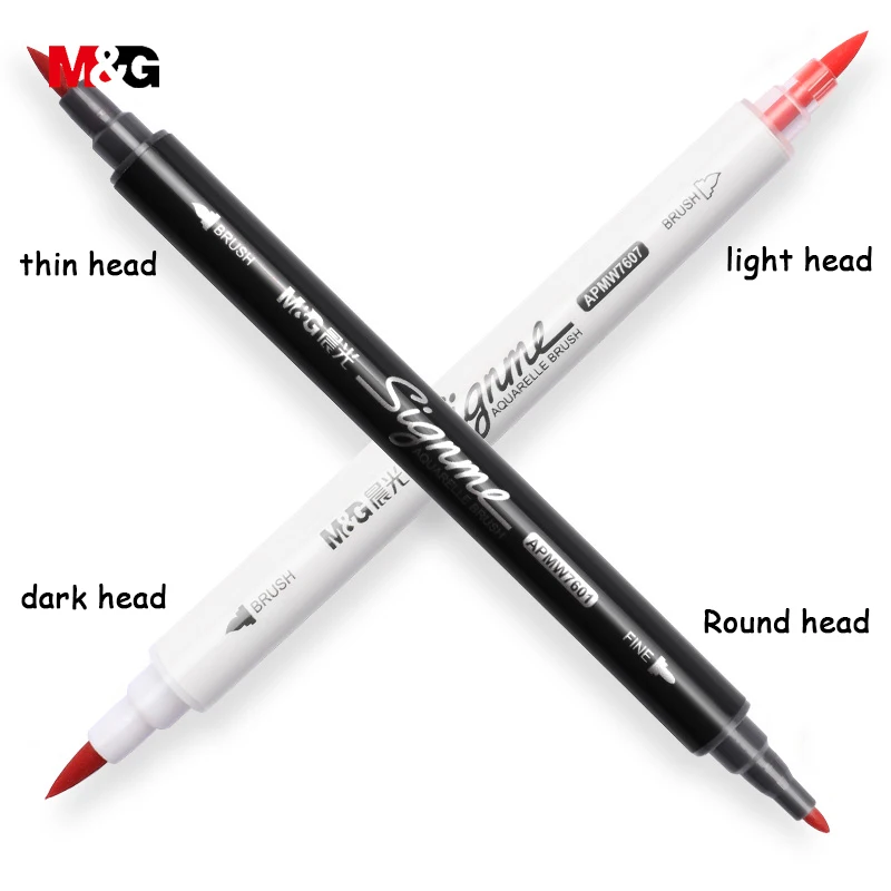 M&G two head watercolor brush marker pens for drawing colored felts art marker liner pen school art supplies stationery office