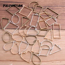 10Pcs/30Pcs 7 Color Geometric Figure Charm Hollow Glue Blank Pendant Tray Bezel Charms DIY Bracelet Necklace Handmade Bezel Mold