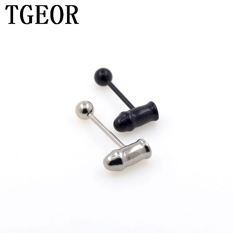 new arrival wholesale HOT 20pcs 14G penis shape tongue barbell Stainless Steel piercing tongue ring free shipping