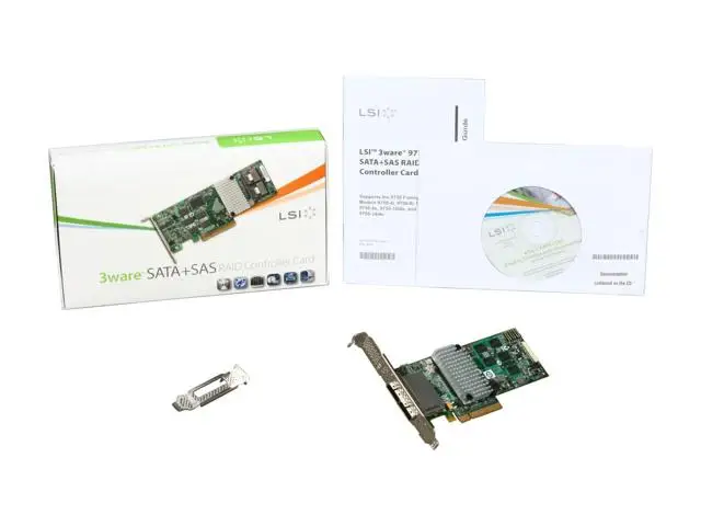 

3ware External LSI00243 (9750-8e SGL) SATA/SAS 6Gb/s PCIe 2.0 w/512 MB onboard memory controller card, Single