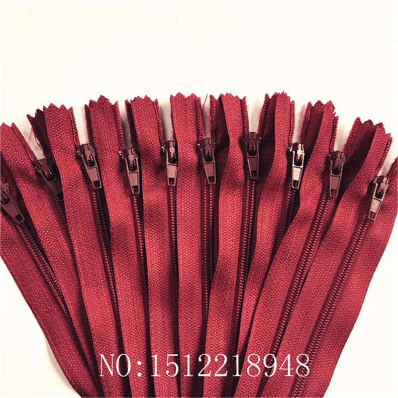 10pcs ( 16 Inch ) 40cm Red wine Nylon Coil Zippers Tailor Sewer Craft Crafter's &FGDQRS #3 Closed End