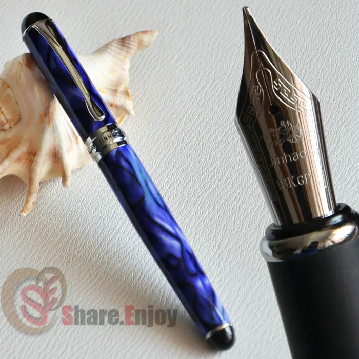 FOUNTAIN PEN 0.7mm BROAD NIB NOBLE JINHAO X750 ROYAL BLUE MARBLE AND SILVER BLACK GOLDEN WINE CHAMGAGNE 15 COLORS FOR CHOOSE