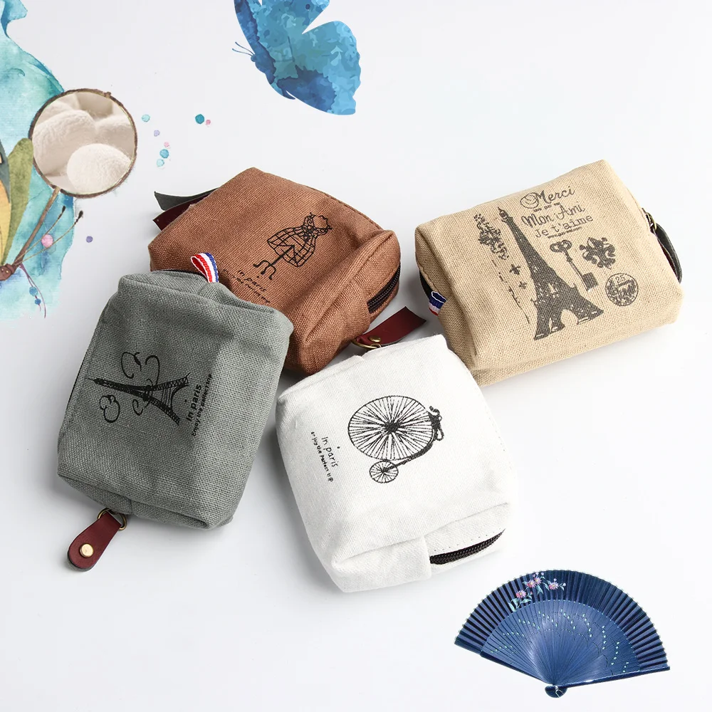 Small Coin Purse Case Pouch Holder Mini Gift Fashion Zero Purse Retro Classic Canvas Coin Bag Purse For Women Girl Zip Wallet