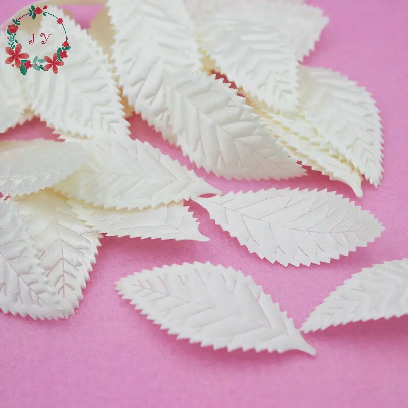 Set of 100pcs 54mm*25mm Satin Leaves Red,Navy Blue,Hot pink Leaf Shape Felt Appliques for DIY Sewing Supplies Craft Accessories