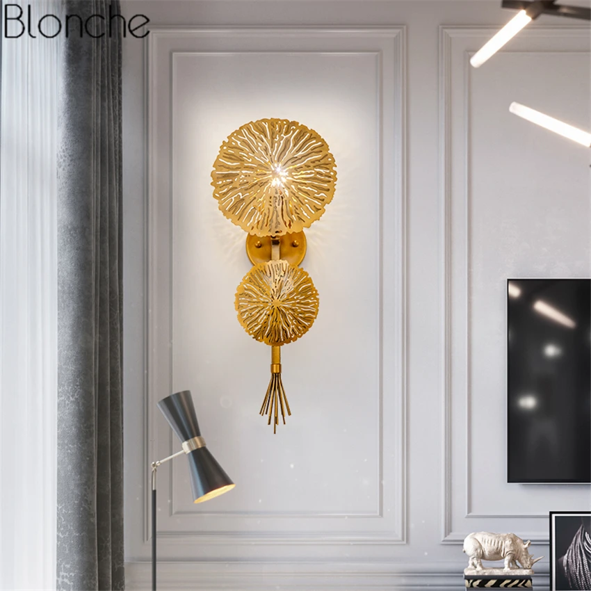 

Nordic Gold Lotus Leaf Wall Lamp Led Mirror Wall Sconce Light for Bedroom Kitchen Stair Home Fixtures Industrial Decor Luminaire
