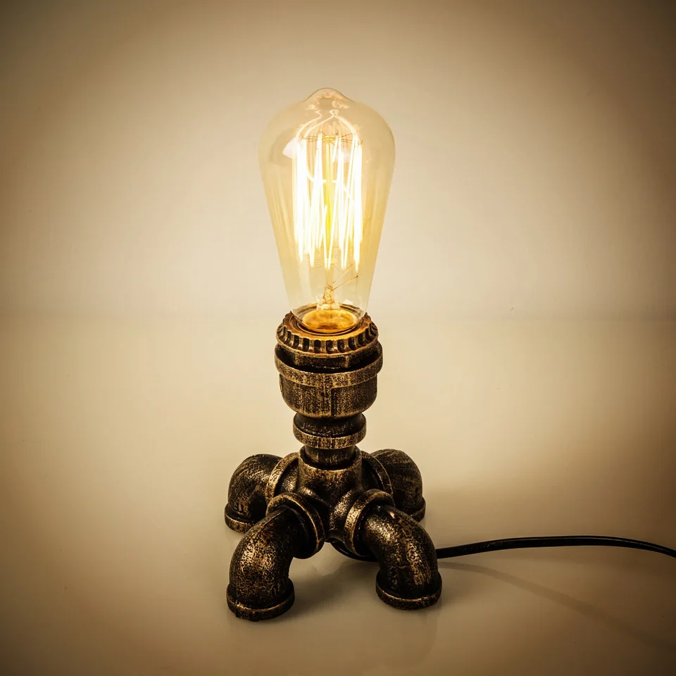 YSL Industrial Style Vintage Iron Lamps Water Pipe Lamp Metal Retro Desk Light E27 Base Holder for Livingroom Lighting Fixture