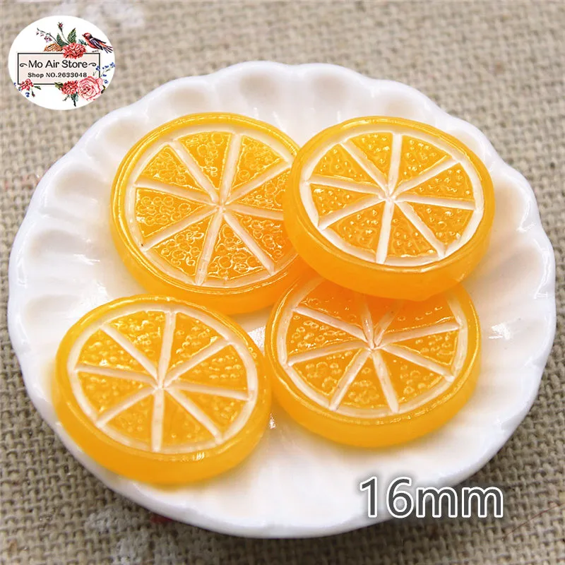 20PCS 16mm lemon slice fruit  Resin Flat back Cabochon imitation food Art Supply Decoration Charm Craft