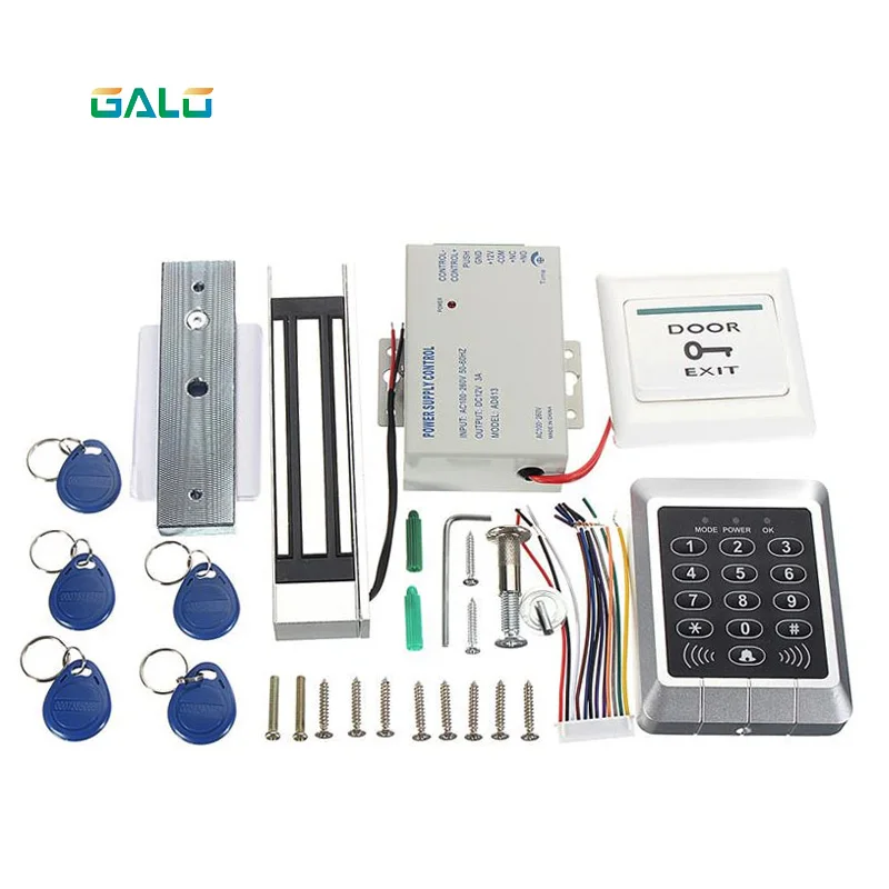 GALO Security Metal Case RFID Keypad Access Control Electric Magnetic Lock Kit For 280kg Glass Wooden Door With 10 Tags Chip