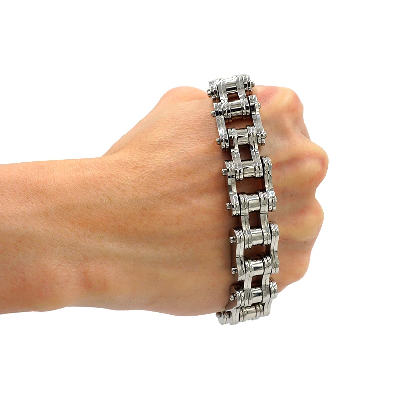 Punk Steel Color Bicycle Biker Bracelets & Bangles Motorcycle Chain Men's Bracelet Men Stainless Steel Biker Men Jewelry Gift