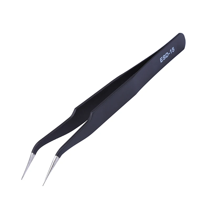 ESD Safe Precision Tweezers Straight Curved Stainless Steel Tweezers Pinzas Forceps Electrician Repair Tools