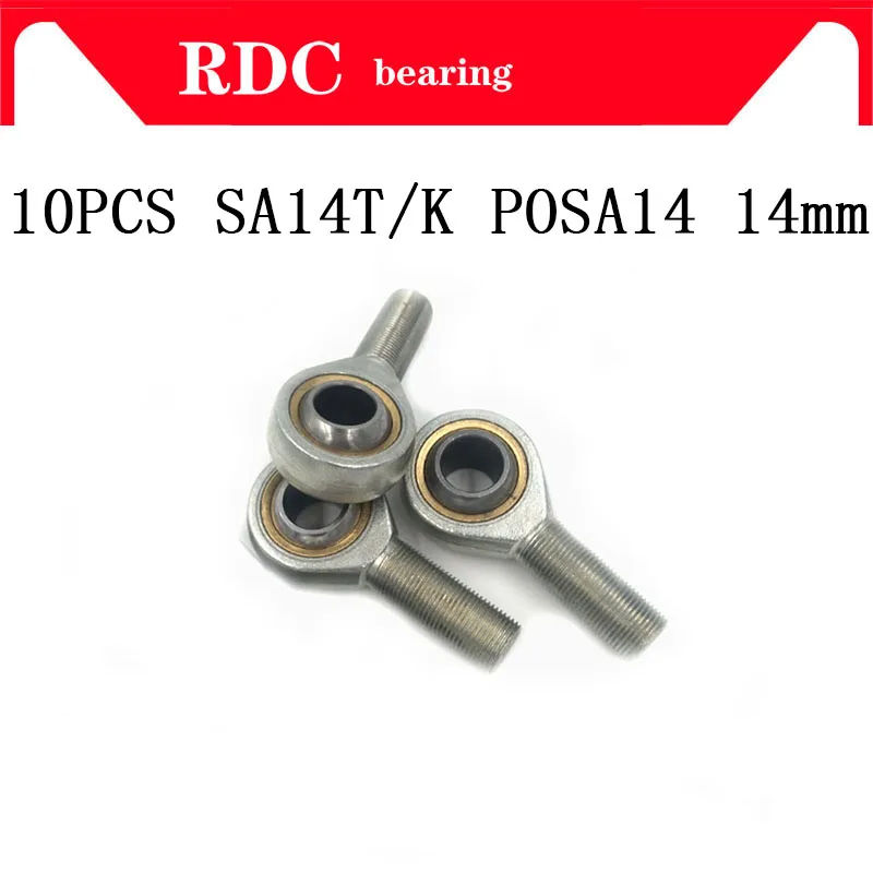 

Free Shipping 10pcs SA14T/K POSA14 14mm High quality Male Right Hand Thread Rod End Joint Bearing Metric Thread M14x2.0mm