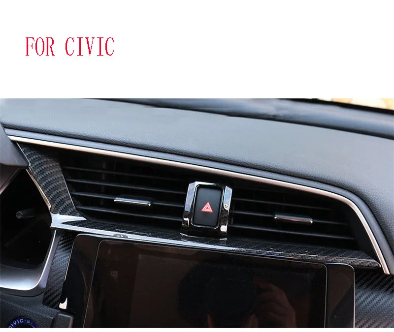 

Подходит для Honda Civic 10 седан купе 2016 2017 LHD 3 шт. углеродное волокно текстура интерьер приборная панель вентиляционное отверстие крышка отделка