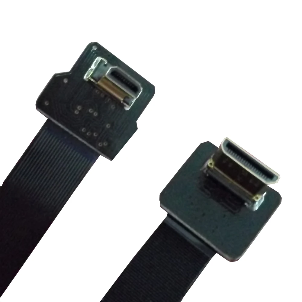 90 Degree Angled FPV Micro HDMI  Male to Standard HDMI FPC Soft Flat Cable 30cm 50cm 100cm