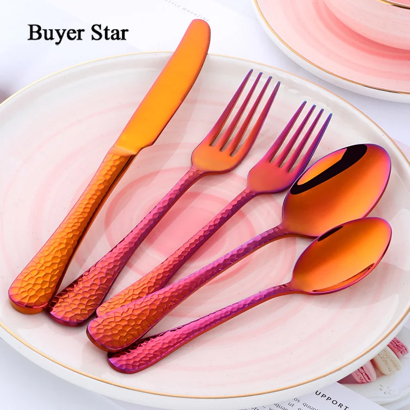 

Buyer Star 5-45PCS Dream Color Flatware Gold Black Dinner Tableware Silverware Dinner Fork Spoon Knife Cutlery Set Drop Shipping