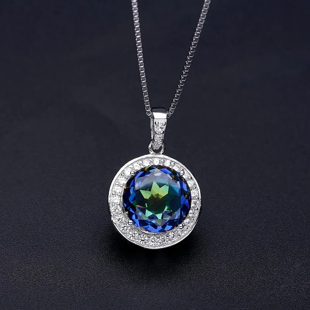Gem\'s Ballet 4.79Ct Natural Blueish Mystic Quartz Gemstone Pendant Necklace Solid 925 Sterling Silver Fine Jewelry For Women