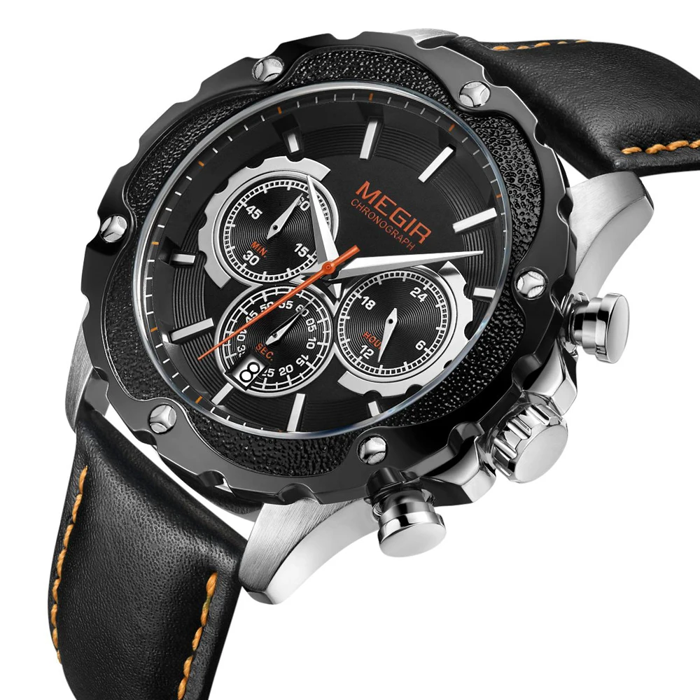 

Fasion Top Brand Megir Chronograph Sport Watch Men Relogio Masculino Luxury Army Military Clock Creative Quartz Wrist Watches