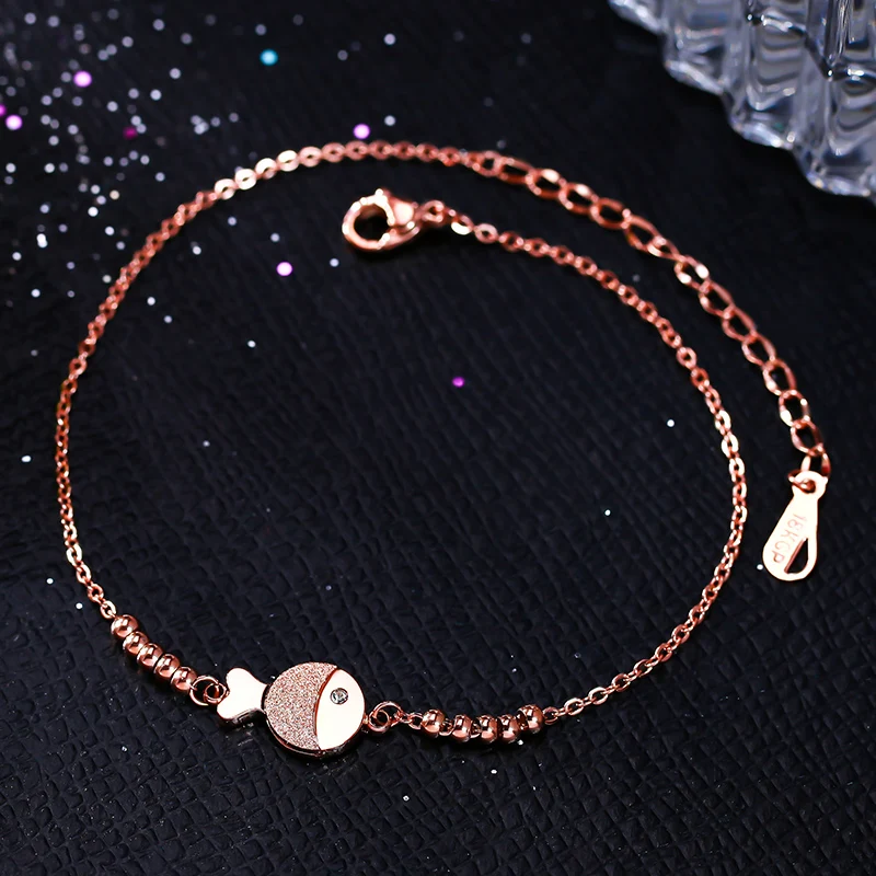 Clown Fish Anklet for Women Teens Girls Charm Cute Rose Gold Color 316L Stainless Steel Jewelry Summer Beach Wholesale(GA108)