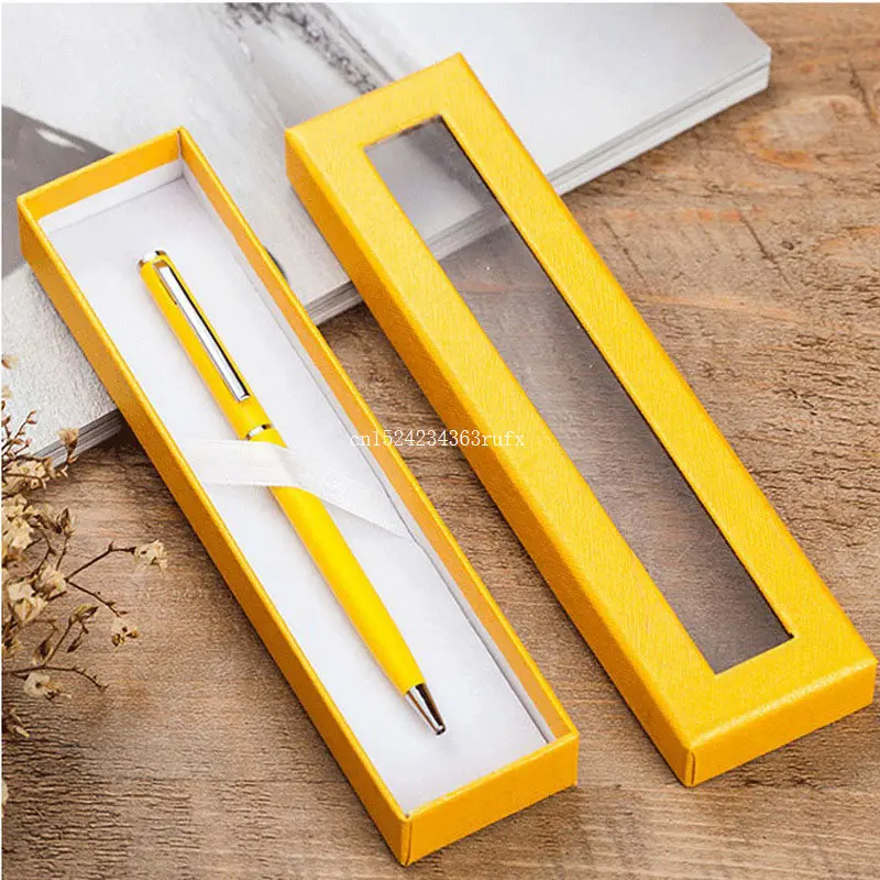 200 pcs Gift Box Case High Grade Paper Pen Case with Clear Window Pen Display Boxes Gift Box Customized LOGO