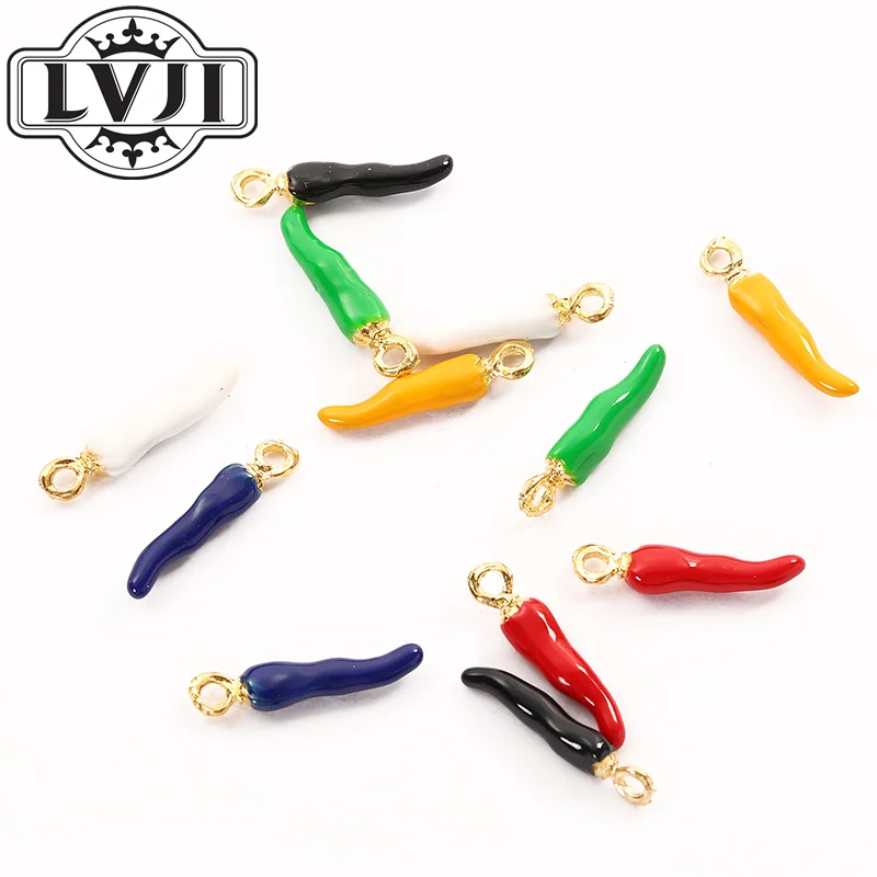 

36pcs Vintage Metal Vegetable chili enamel charms for Jewelry Making 6010