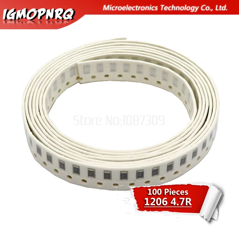 

100PCS 1206 SMD Resistor 5% 4.7 ohm chip resistor 0.25W 1/4W 4.7R 4R7