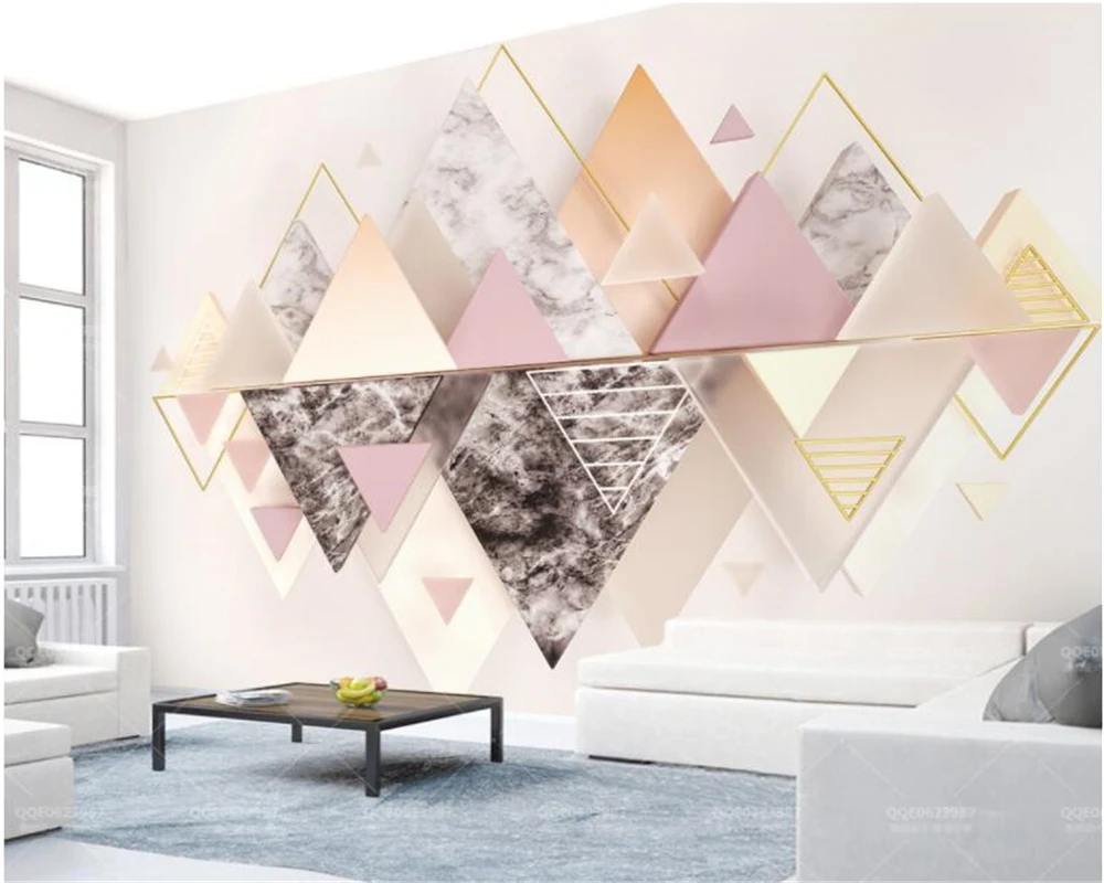 

Beibehang Custom Wallpaper Mural New 3d Triangular Triangle Marble Glass TV Wall 3d wallpaper murals home decor papel de parede