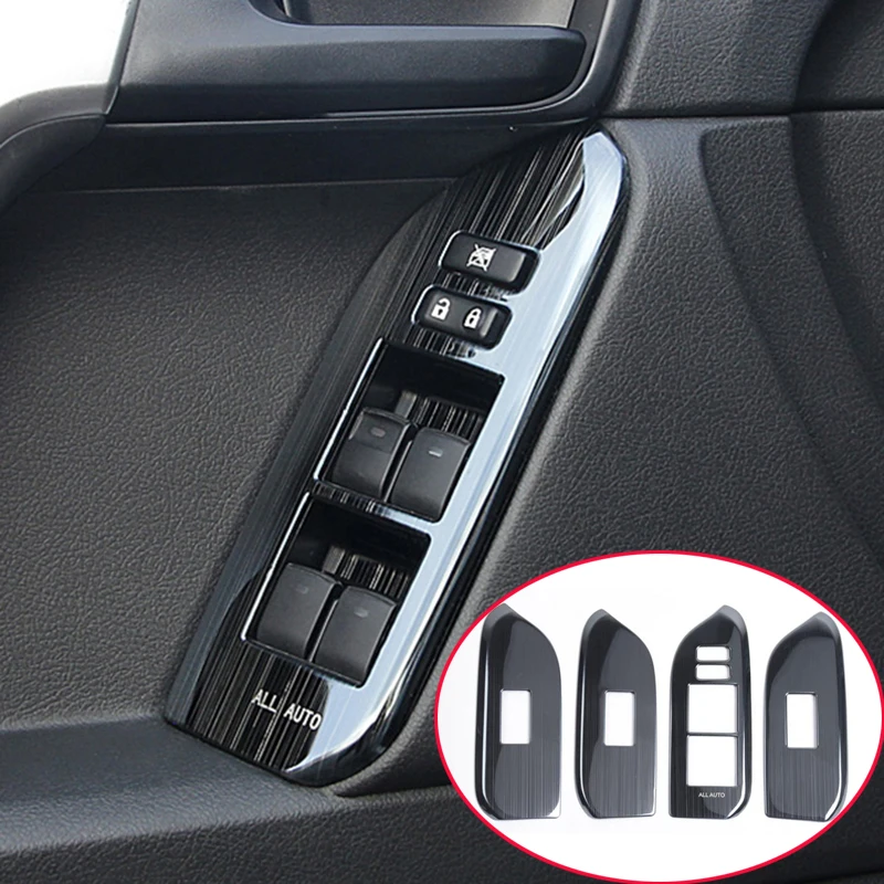 

Car Styling 4pcs Fit For Toyota Land Cruiser Prado FJ150 2010-2018 Black titanium stainless Window Lift Regulator Cover Trim