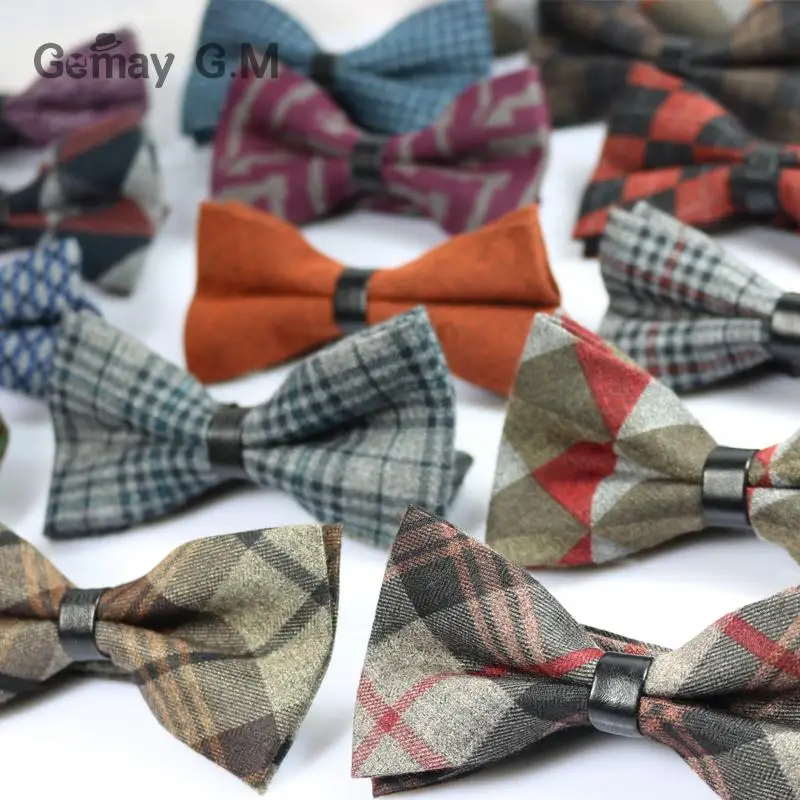 

Cotton and Wool Bowties for Men Fashion Neckwear Adjustable Mens Bow Ties Classic Pre-Tied Bowtie Slim Gravatas