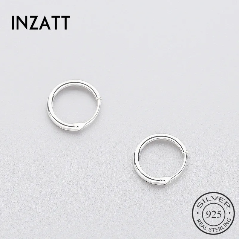 INZATT 925  Sterling Silver Minimalist Geometric Round Small Hoop Earrings For Women Birthday Party Black FINE Jewelry Gift